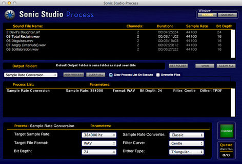 Sonic Studio SONIC-STUDIO-PROCESS Sample Rate Converter & Batch Processer [download]