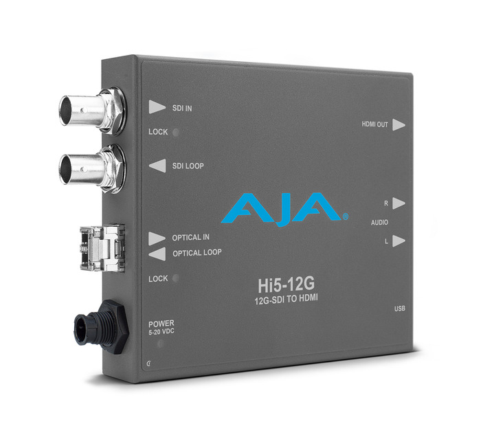 AJA Hi5-12G-TR 12G-SDI To HDMI 2.0 Converter With Fiber Transceiver