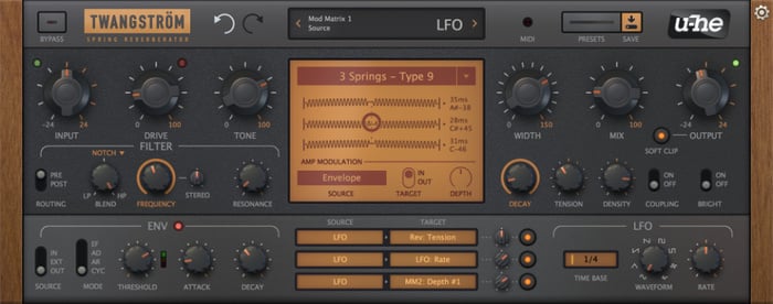 u-he Software Twangstrom Spring Reverb Plug-in With LFO, Reverb Tank And Envelope Controls (Download)