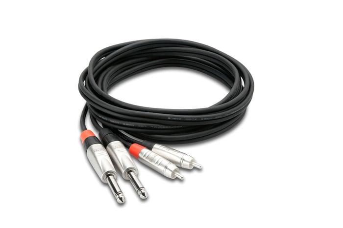 Hosa HPR-003X2 3' Dual REAN 1/4" TS To RCA Stereo Interconnect Cable