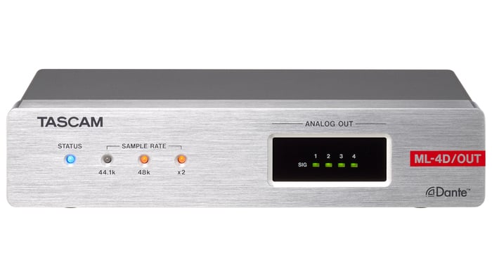 Tascam ML-4D 4-Channel Line Output Dante Converter With Euroblock Or XLR
