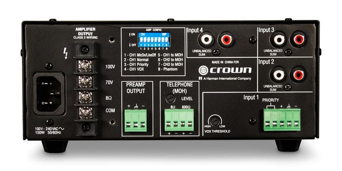 Crown G160MA 4 Input X 60W Mixer Amplifier, 70V/100V