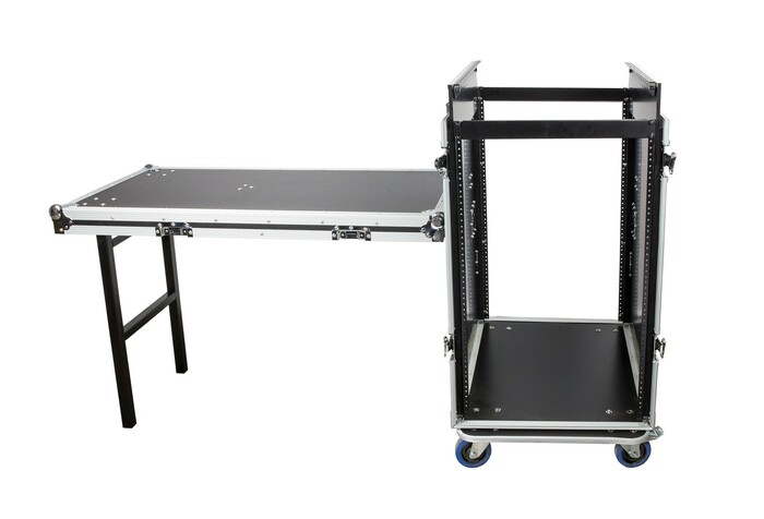 Elite Core MC14U-16SL 16 Space ATA Mixer/Amp Rack With Attached Standing Lid Table