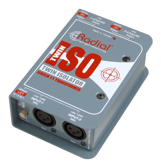 Radial Engineering Twin-Iso Line Level Isolator, Passive 2-Channel Balanced With Jensen Transformers