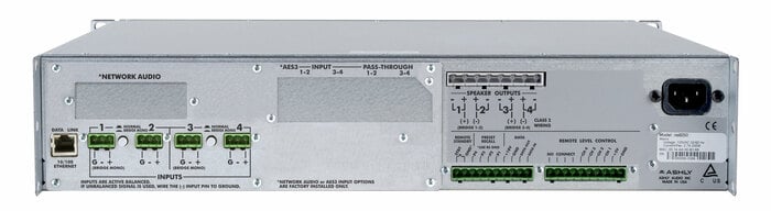 Ashly ne4250BD 4-Channel Amplifier Plus OPDante And OPDAC4 Option Cards