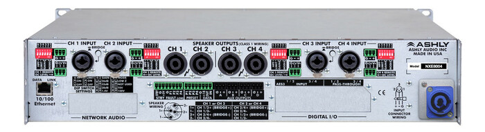 Ashly nXe8004BD 4-Channel Network Power Amplifier Plus OPDante And OPDAC4 Option Cards