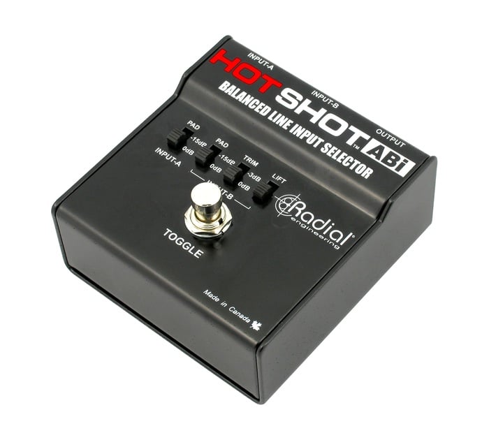 Radial Engineering HotShot ABi Latching Footswitch, Toggles Two XLR Inputs To One XLR Output
