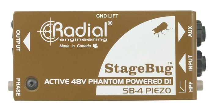 Radial Engineering SB-4 Piezo Compact Active DI For Piezo Pickups, Low-Cut Filter, 48V Phantom