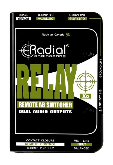 Radial Engineering Relay XO Balanced 1x2 Signal Router, May Be Remotely Controlled