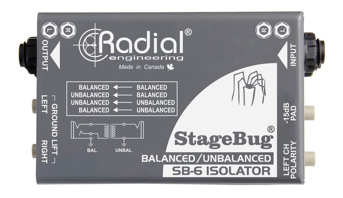 Radial Engineering SB-6 Isolator Compact Passive Stereo Isolator For Balanced Or Unbalanced Signals