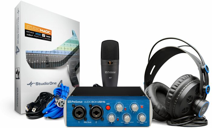 PreSonus AudioBox USB 96 Studio Bundle With AudioBox USB 96 Interface, Headphones, Mic And Software