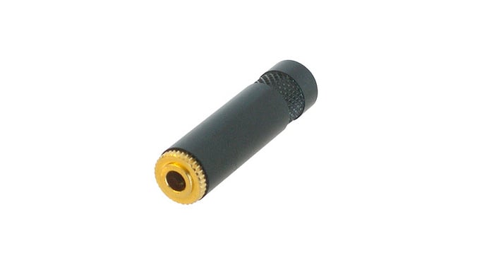 REAN NYS240BG-U 3.5MM (1/8") TRS In-Line Jack With Gold Contact And Black Shell, 100-Pack