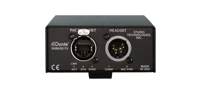 Studio Technologies Model 371A 2-Ch Intercom Beltpack With Dante, 4-Pin Male Headset Conn.