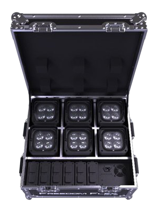 Chauvet DJ Freedom Flex H4 IP X6 RGBAW+UV LED Battery Powered Uplight 6-unit Pack With Charging Flight Case