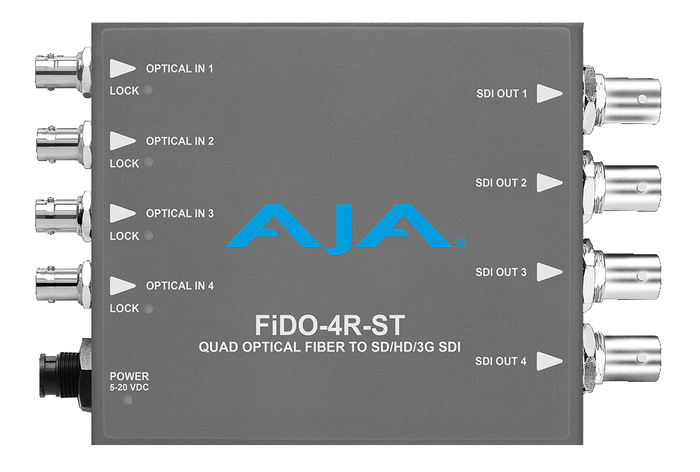 AJA FiDO-4R-ST 4-Channel Single-Mode ST Fiber To 3G-SDI Receiver