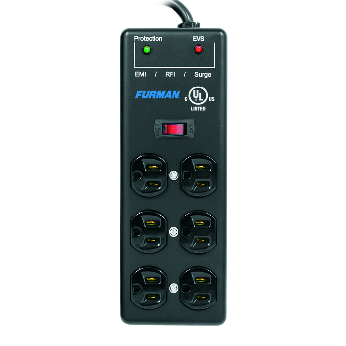 Furman SS-6B-PRO 15A AC Surge Strip With 6 Outlet 2x3 Block With Extreme Voltage Shutoff