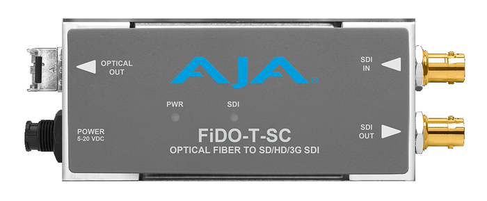 AJA FiDO-T-SC 1-Channel SDI To SC Fiber Mini Converter With Looping SDI Out And Power Supply