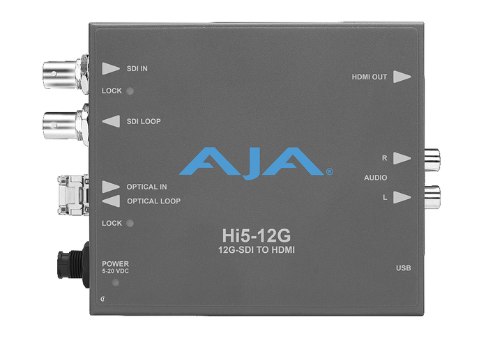 AJA Hi5-12G-TR 12G-SDI To HDMI 2.0 Converter With Fiber Transceiver