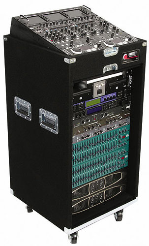 Odyssey CXP1118W CXP Combo Rack Case With Wheels, 11 Unit Top Rack, 18 Unit Bottom Rack