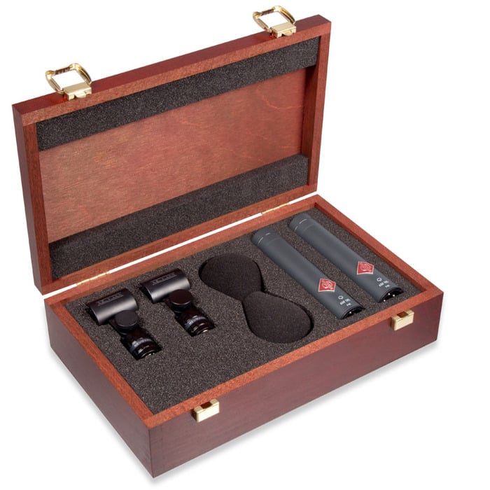 Neumann WOOD BOX SKM 180 SERIES Wood Case For Two KM 180 Or KM 80 With Clips And Windscreens