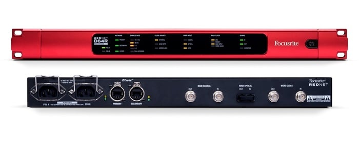 Focusrite Pro RedNet D64R Dante Audio Network Interface With 64x64 MADI I/O