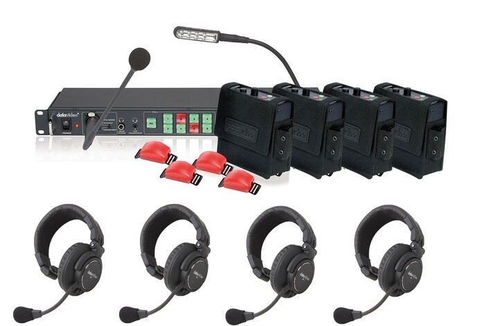 Datavideo ITC100-HP1K ITC-100 Wired Intercom System With 4 HP-1 Headsets