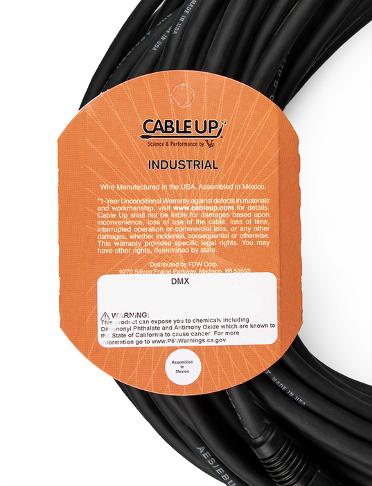Cable Up DMX-XX5-100 100 Ft 5-Pin DMX Male To 5-Pin DMX Female Cable