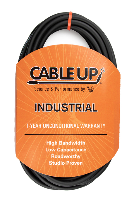 Cable Up PM2-PM2-15-BLK 15 Ft 1/4" TS Male To 1/4" TS Male Unbalanced Cable With Black Jacket