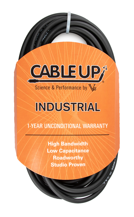 Cable Up PM2-PM2-20-BLK 20 Ft 1/4" TS Male To 1/4" TS Male Unbalanced Cable With Black Jacket