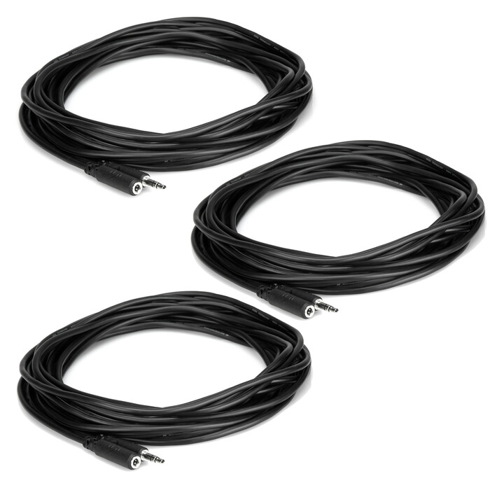 Hosa MHE125-THREE-K 25' Headphone Extension Cable 3 Pack Bundle