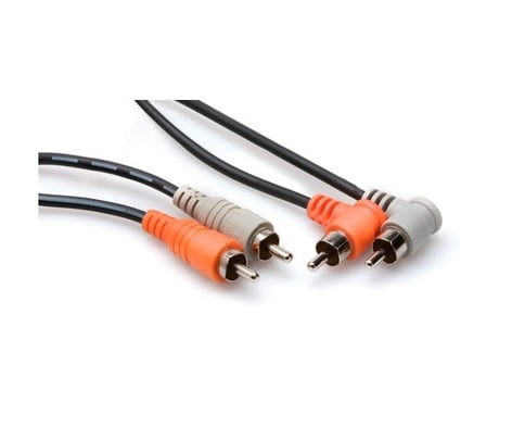 Hosa CRA-202R 6.6' Dual RCA To Right-Angle Dual RCA Audio Cable