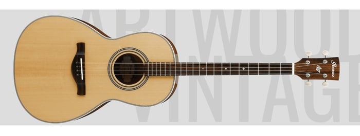 Ibanez AVT1NT Natural High Gloss Artwood Vintage Series Parlor 4-String Tenor Acoustic Guitar