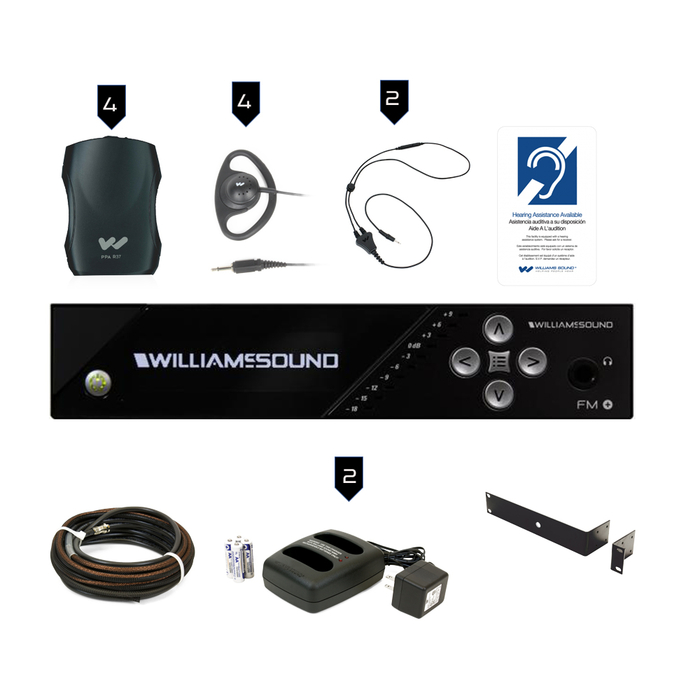 Williams AV FM 557 PRO FM Plus Dual FM & WiFi Assistive Listening System With 4 Receivers