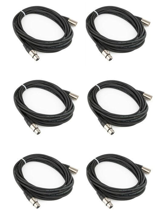 Cable Up MIC-30-SIX-K XLR Microphone Cable Bundle With (6) 30 Ft Heavy Duty XLR To XLR Microphone Cables