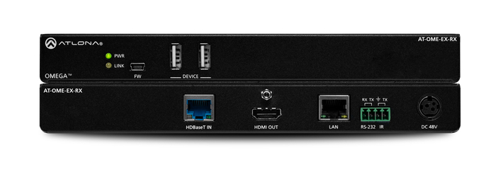 Atlona Technologies AT-OME-EX-RX Omega 4K/UHD HDMI Over HDBaseT Receiver With USB And PoE
