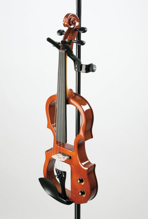 K&M 15580 Stand Mounted Violin Holder, Black