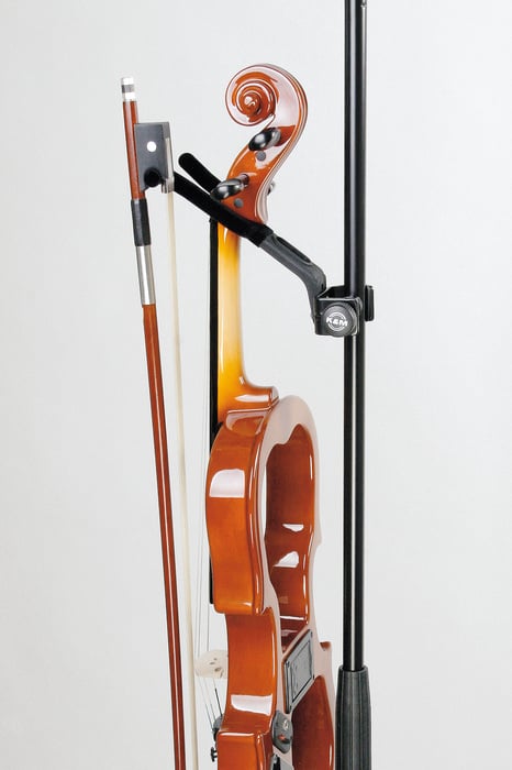K&M 15580 Stand Mounted Violin Holder, Black