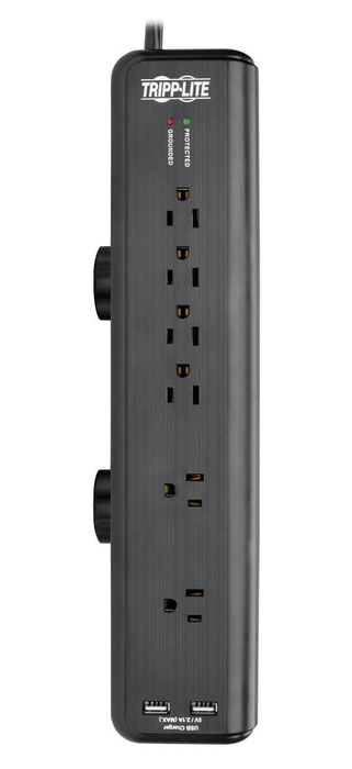 Tripp Lite TLP606DMUSB 6 Outlet Surge Protector Power Strip With 2100 Joule Rating
