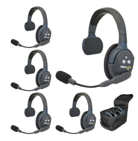 Eartec Co UL5S Eartec UltraLITE Full-Duplex Wireless Intercom System W/ 5 Headsets