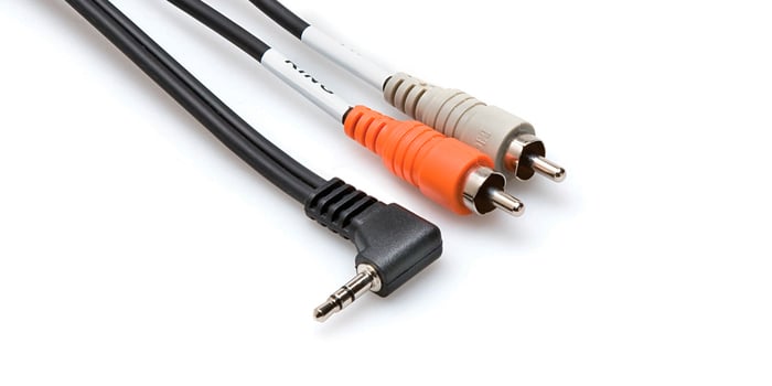 Hosa CMR-203R 3' Right-Angle 3.5mm TRS To Dual RCA Audio Y-Cable