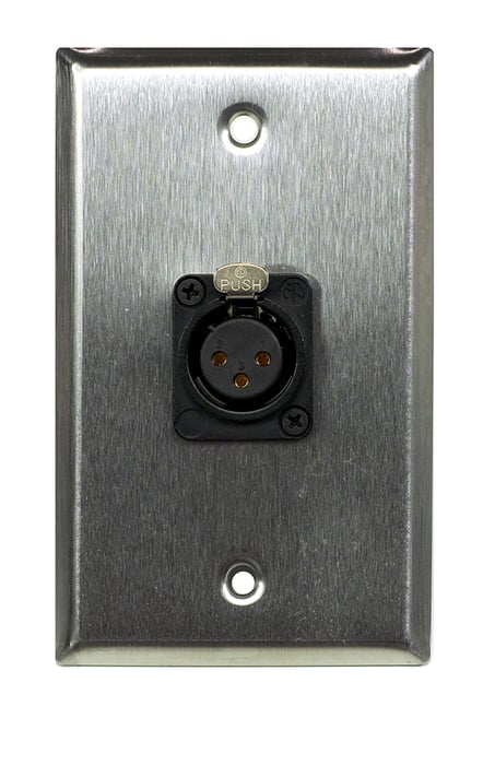 Whirlwind WP1/1FNS Single Gang Wallplate With XLRF Screw Terminal, Silver