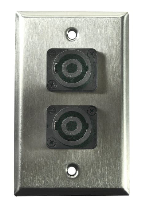 Whirlwind WP1/2NL4 Single Gang Wallplate With 2 NL4 Connectors, Silver