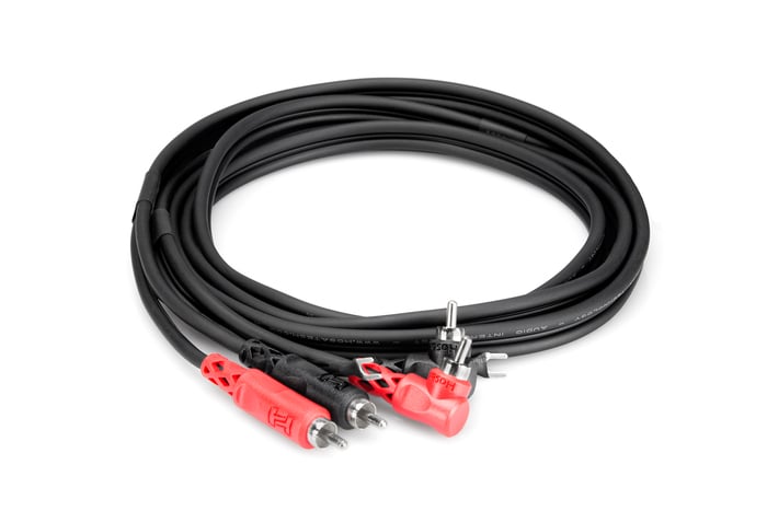 Hosa CRA-201DJ 3.3' Dual RCA To Right-Angle Dual RCA Audio Cable With Ground