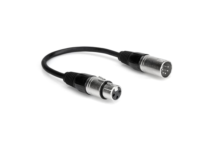 Hosa DMX-106 6" DMX Adapter Cable, XLR5M To XLR3F