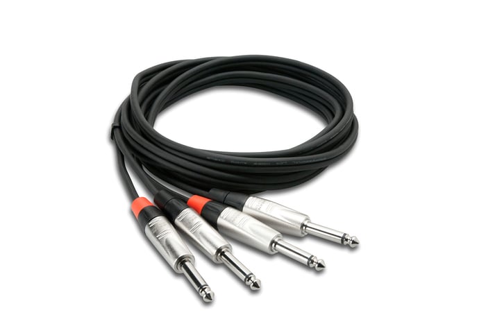 Hosa HPP-005X2 5' Pro Series Dual 1/4" TS To Dual 1/4" TS Audio Cable