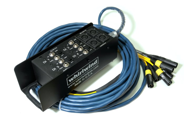 Whirlwind MLTSN4X4-50 50' Multisnake With 4 XLR Inputs With DI