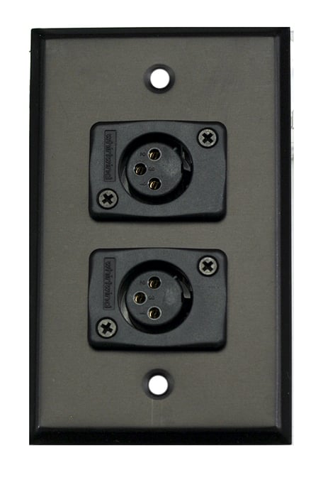 Whirlwind WP1B/2FW Single Gang Wallplate With 2 XLRF Connectors, Black