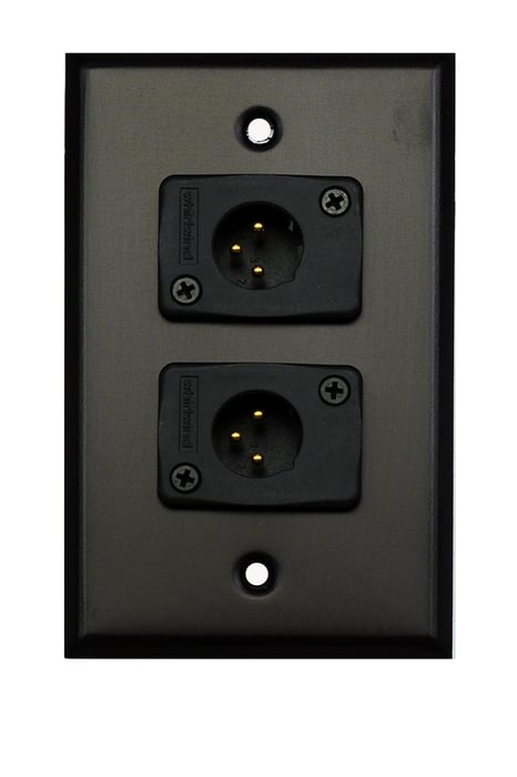 Whirlwind WP1B/2MW Single Gang Wallplate With 2 XLRM Connectors