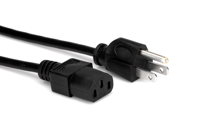 Hosa PWC-140.5 6" IEC C13 To NEMA 5-15P Power Cord, 18 AWG