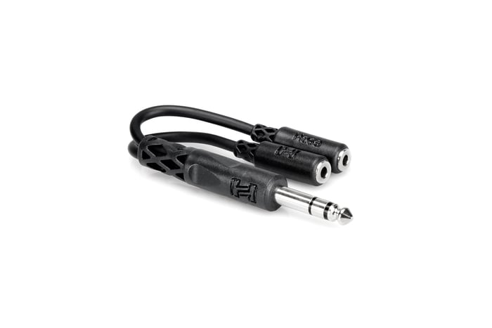 Hosa YMP-234 6" 1/4" TRS To Dual 3.5mm TRSF Headphone Splitter Cable